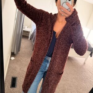 Cozy Maroon Knit Cardigan